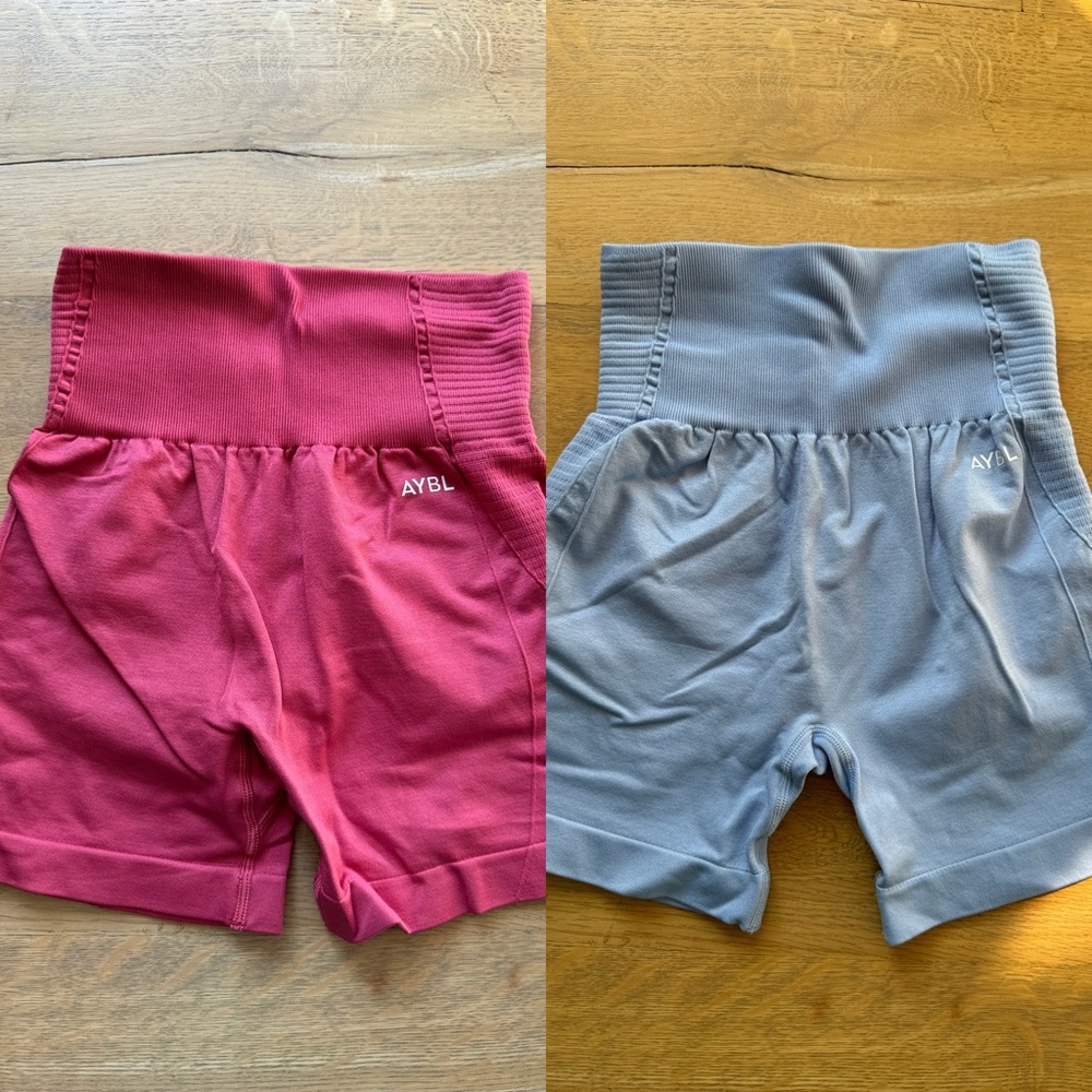 AYBL athletic shorts high waisted bundle pink and Blue
